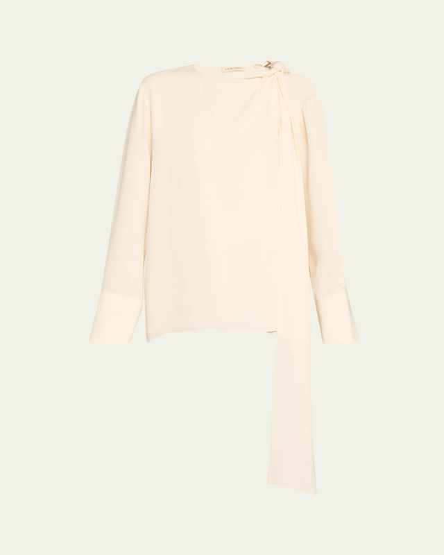 Coco Tie-Shoulder Silk Blous